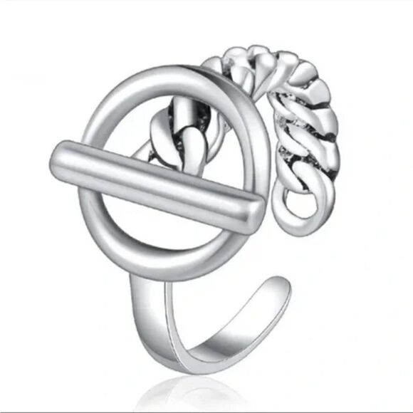 New Toggle 925 Sterling Silver Cuban Chain Ring Adjustable - Picture 7 of 9